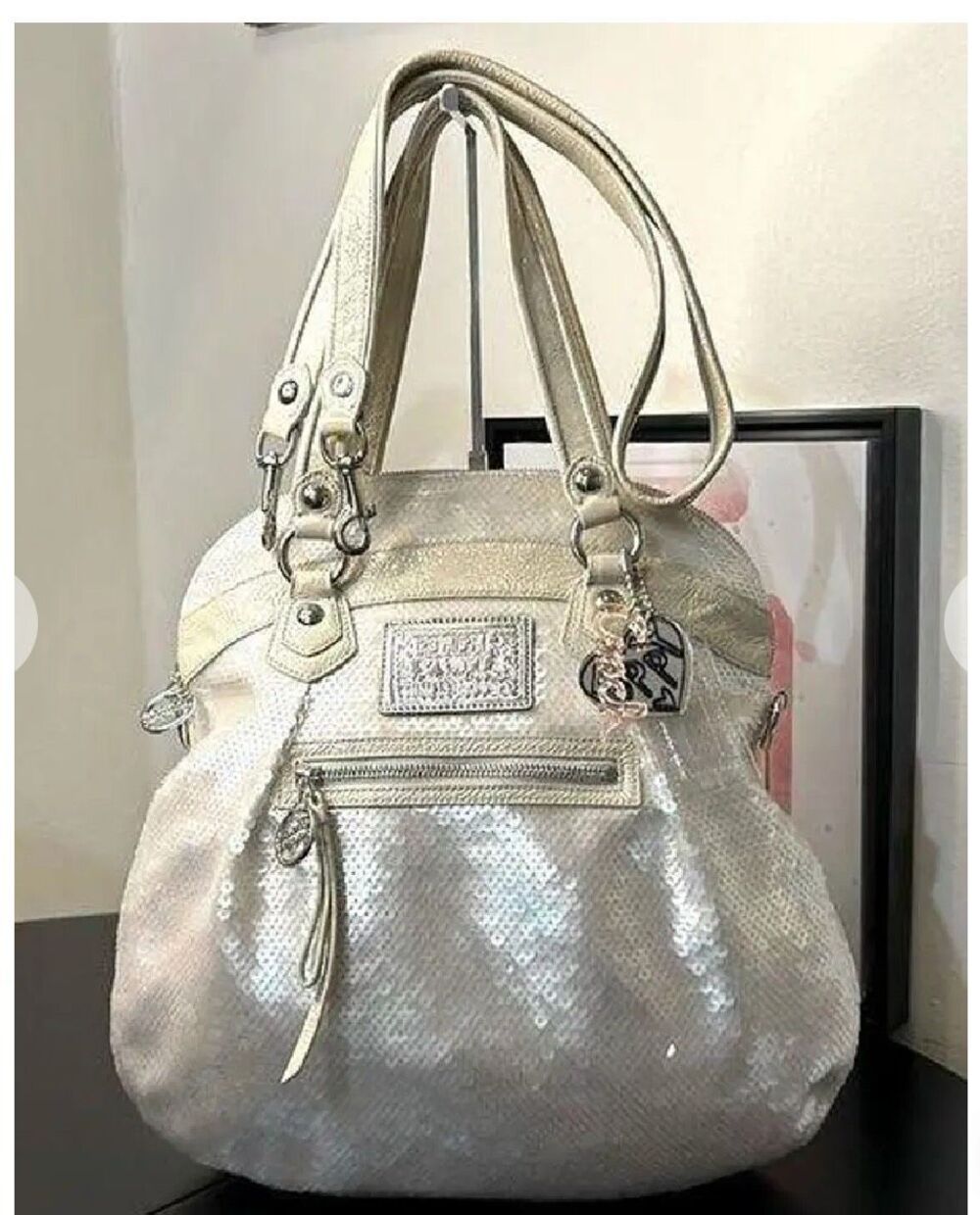 Coach Poppy pearl spotlight sequin shimmer shoulder bag tote bag Y2K vintage vtg